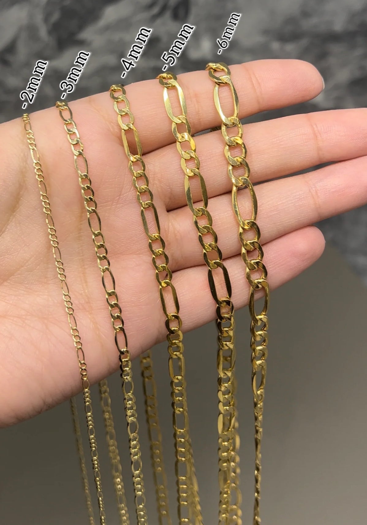 14k Gold Hollow Figaro Chain 4mm