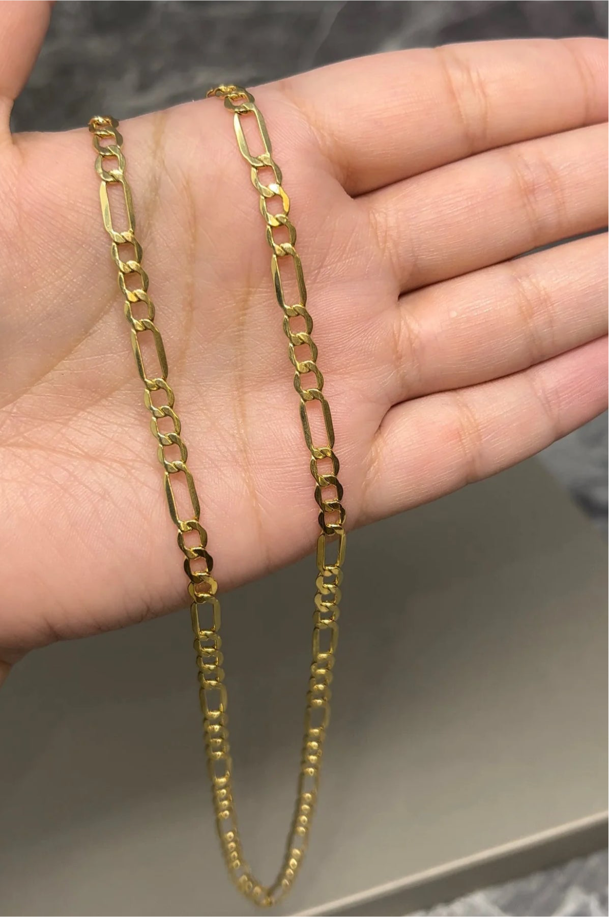 14k Gold Hollow Figaro Chain 4mm