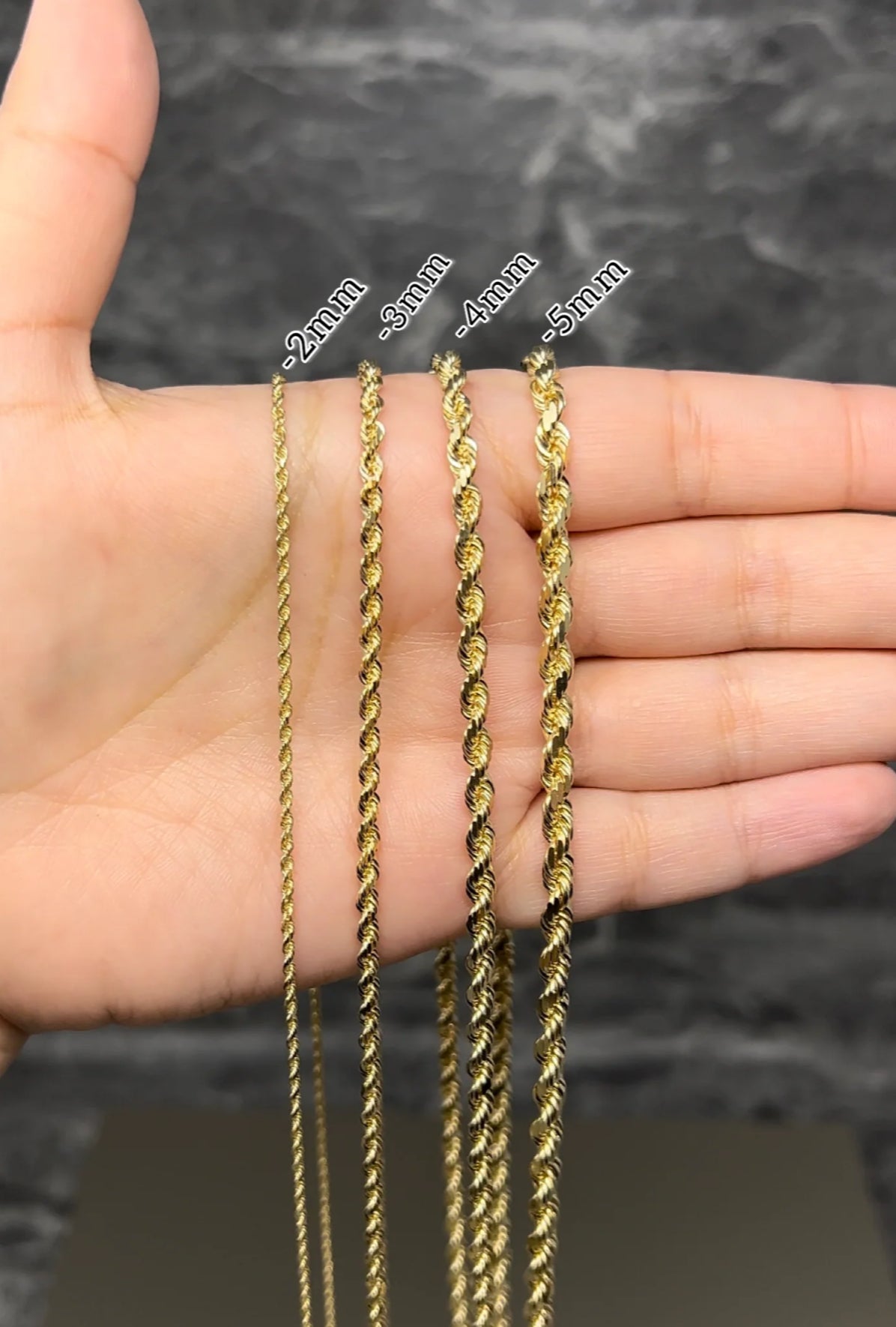 14K Gold Hollow Rope Chain 3mm