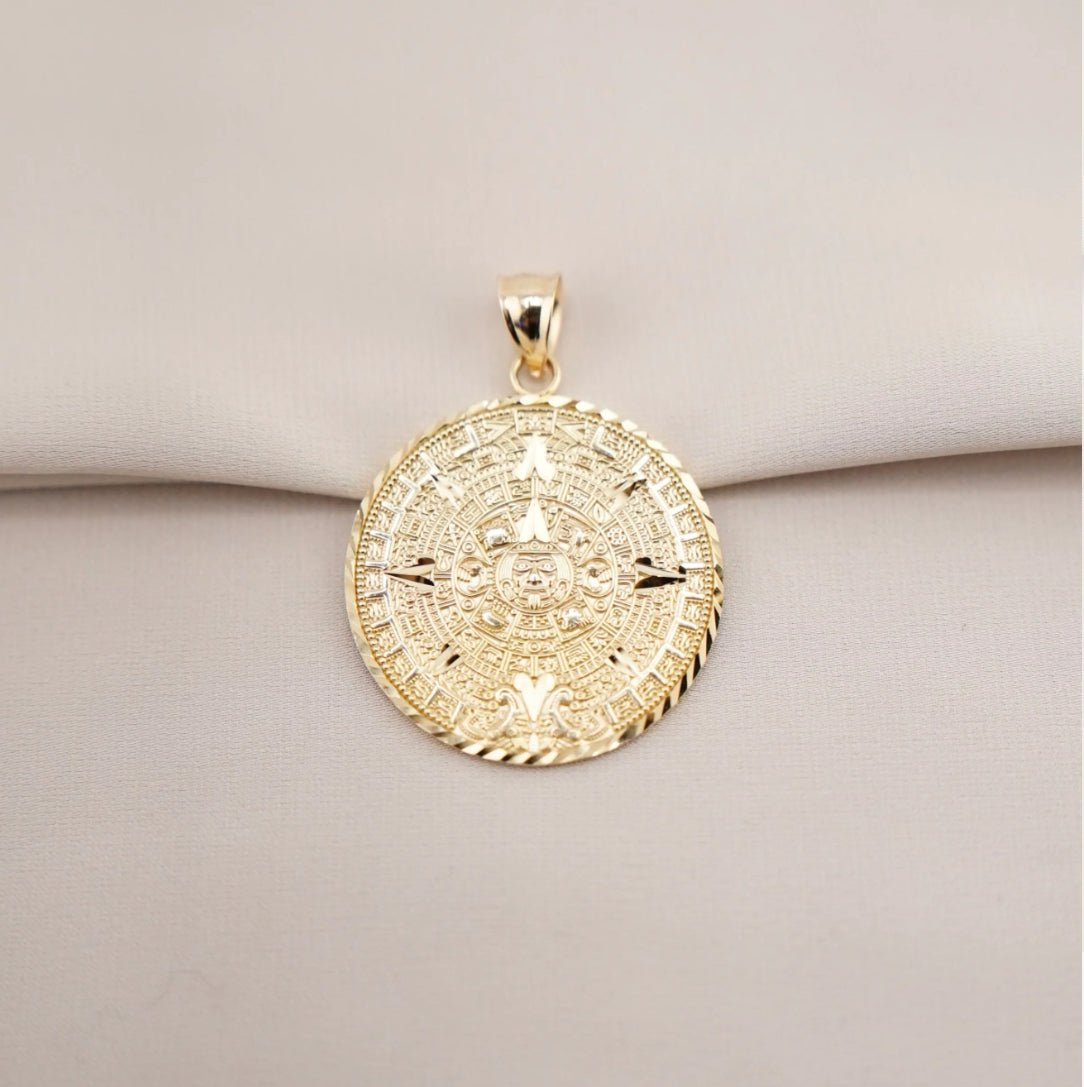 14k Gold Aztec Calendar Chain Set
