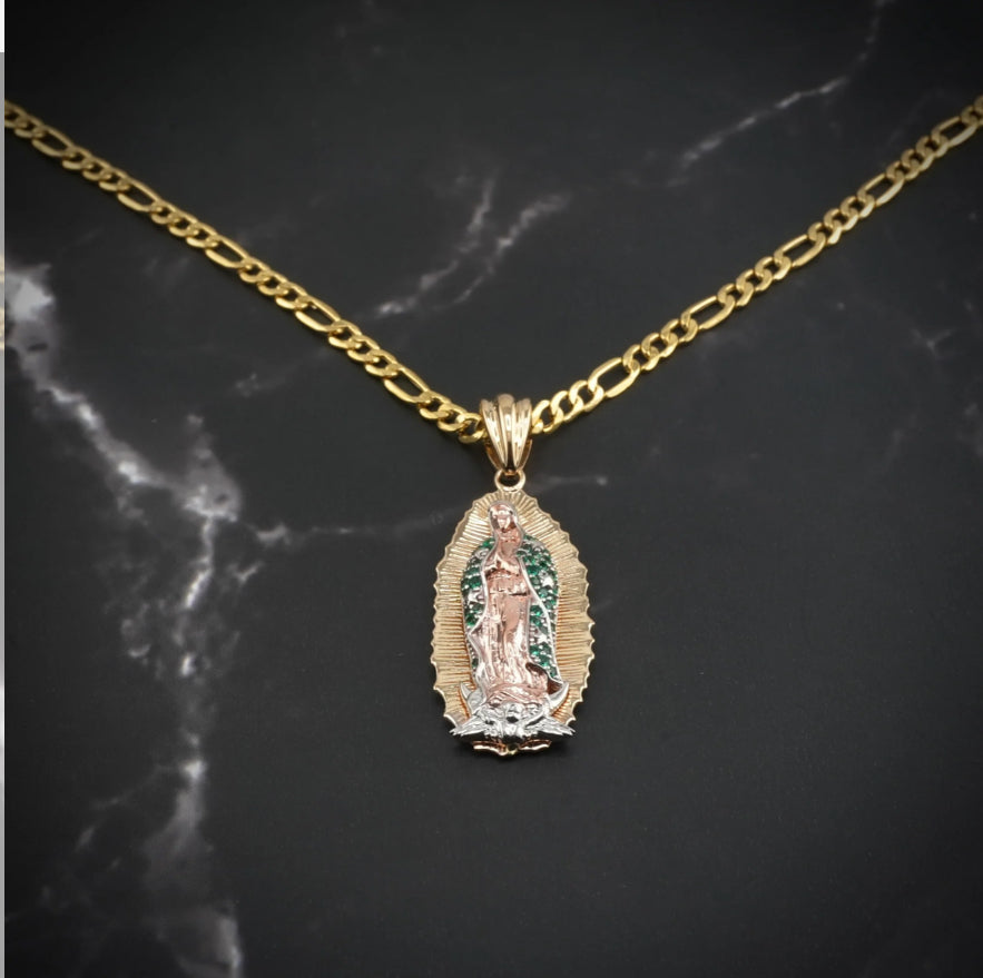 14k Gold Medium Virgencita Pendant Or Chain Set