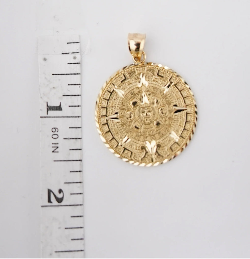 14k Gold Aztec Calendar Chain Set