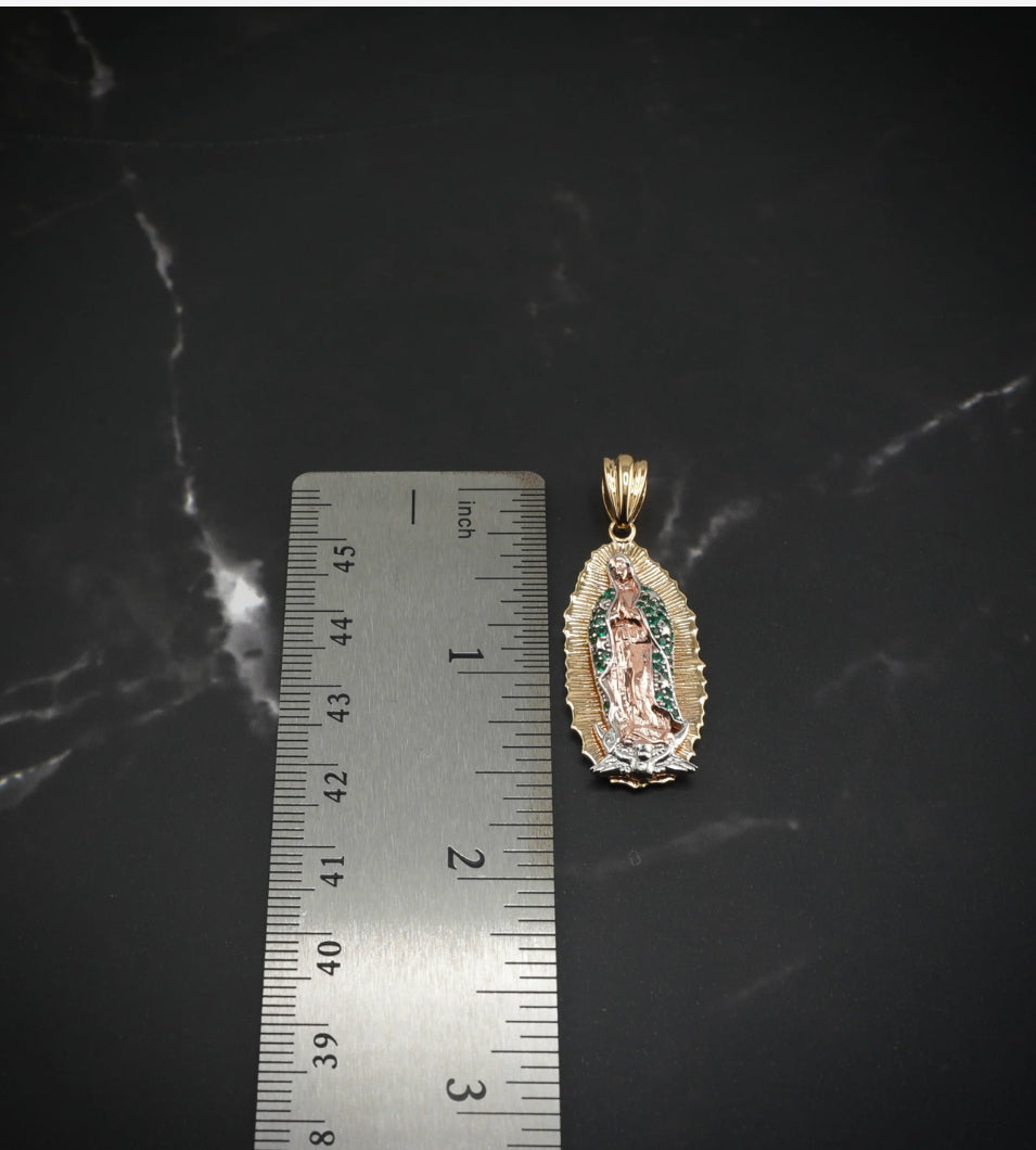 14k Gold Medium Virgencita Pendant Or Chain Set