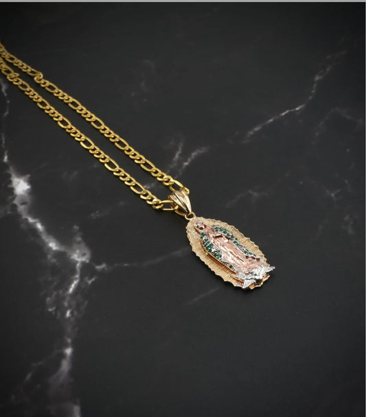 14k Gold Medium Virgencita Pendant Or Chain Set